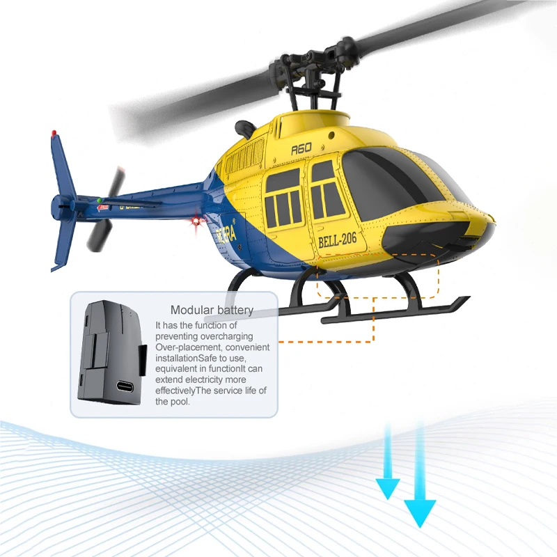 Hélicoptère RC télécommandé avec caméra HD et stabilisateur gyroscopique 6 axes en action dans un parc, avec le paysage en arrière-plan