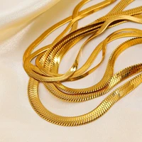 Gold Color Stainless Steel Necklaces For Unisex Waterproof Filmy Snake Chain Herringbone Choker Men Necklace Women Jewelry Gift 6