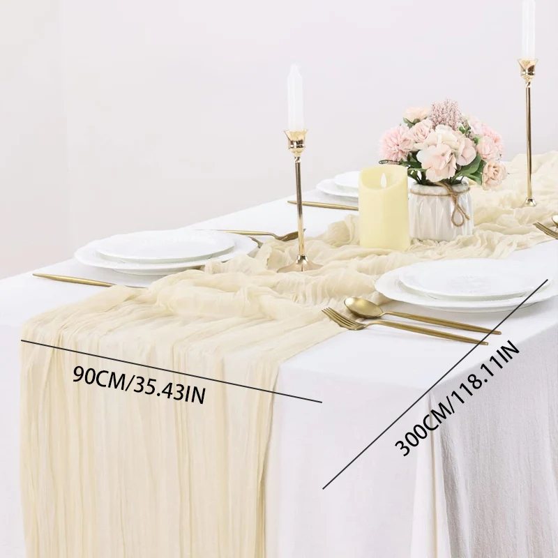 90x300 cm knit cloth table runner Wedding birthday party banquet decoration gauze fabric voile table cloth Twist table cover 6