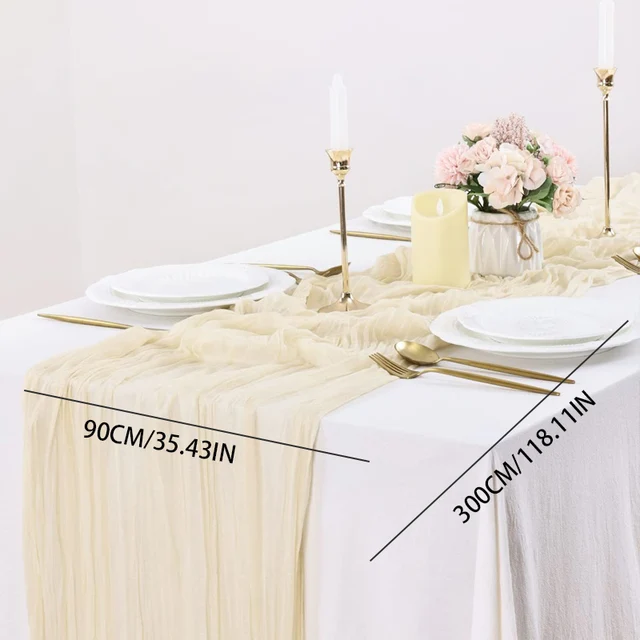 Chemin de table en tissu tricoté 90x300 cm, décoration de banquet, fête d'anniversaire, mariage, tissu de gaze, nappe torsadée 6