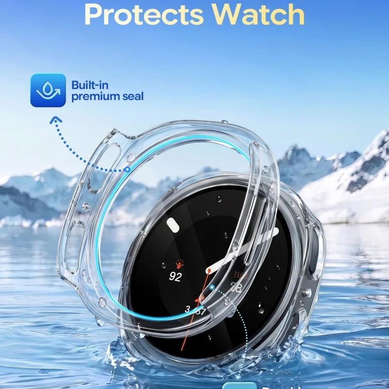 Premium Tempered Glass Screen Protector with PC Bumper Case for Galaxy Watch Accessories