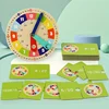 Wooden Clock Model Teaching Aid Montessori Learning Clocks with Cards Kindergartner Toy for Game Interaction Playroom Wall 2