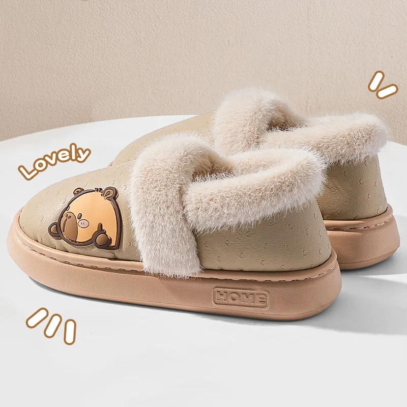 Capibala Waterproof Cotton Padded Shoes Women Indoor Lightweight Soft Sole Warm Plush Slipeprs Woman Outdoor Non Slip Snow Boots