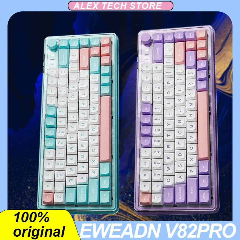 

Механическая клавиатура Eweadn V82pro, набор мышей, 3 режима, Беспроводная Bluetooth клавиатура Hot-Swap Pbt, колпачки клавиш Rgb, Офисная игровая клавиатура на заказ