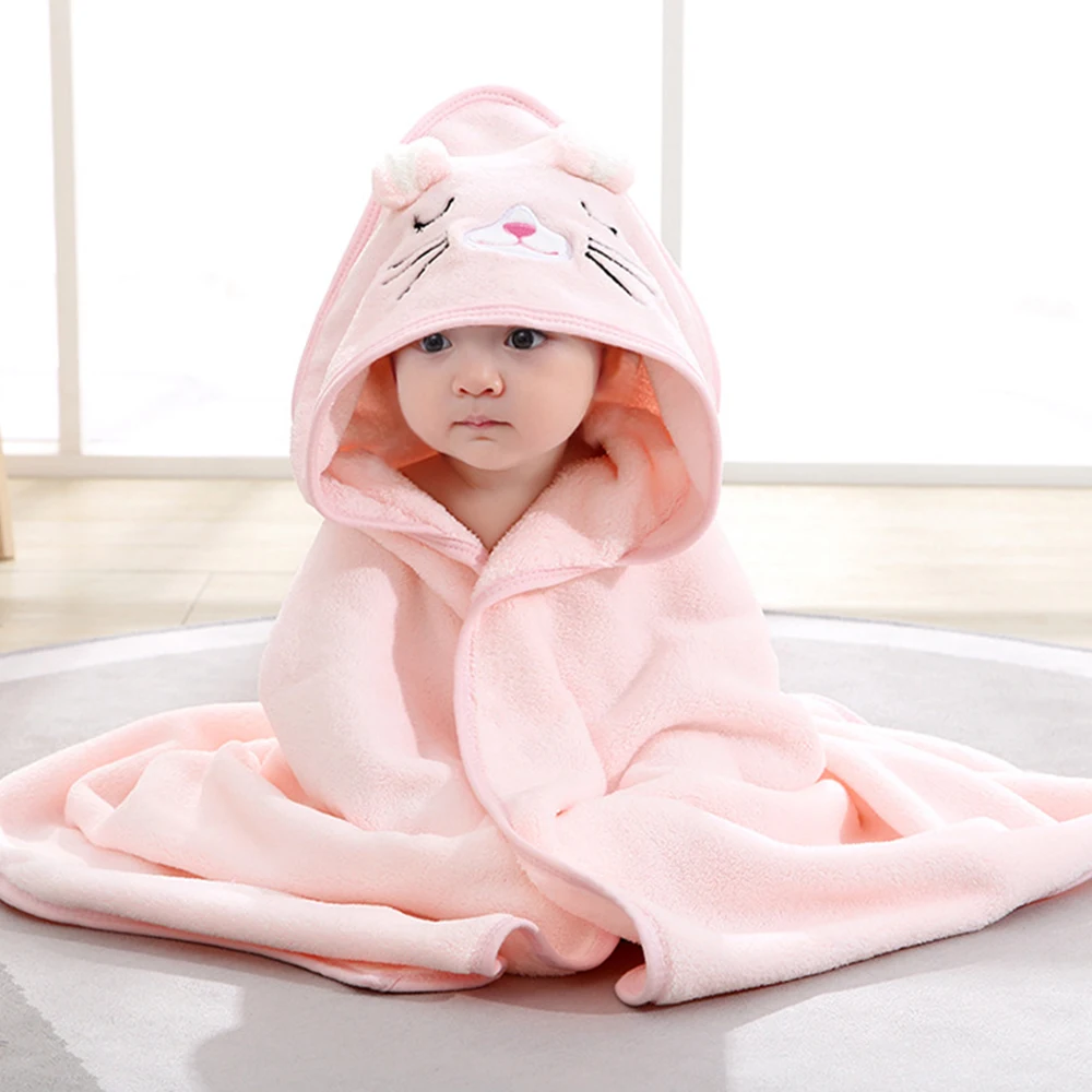 Tanie 0-3Y Unisex Baby Bathrobe Flannel Cloak Cartoon Boy Girl Ultra-Soft Hooded Spa Robe Bath sklep