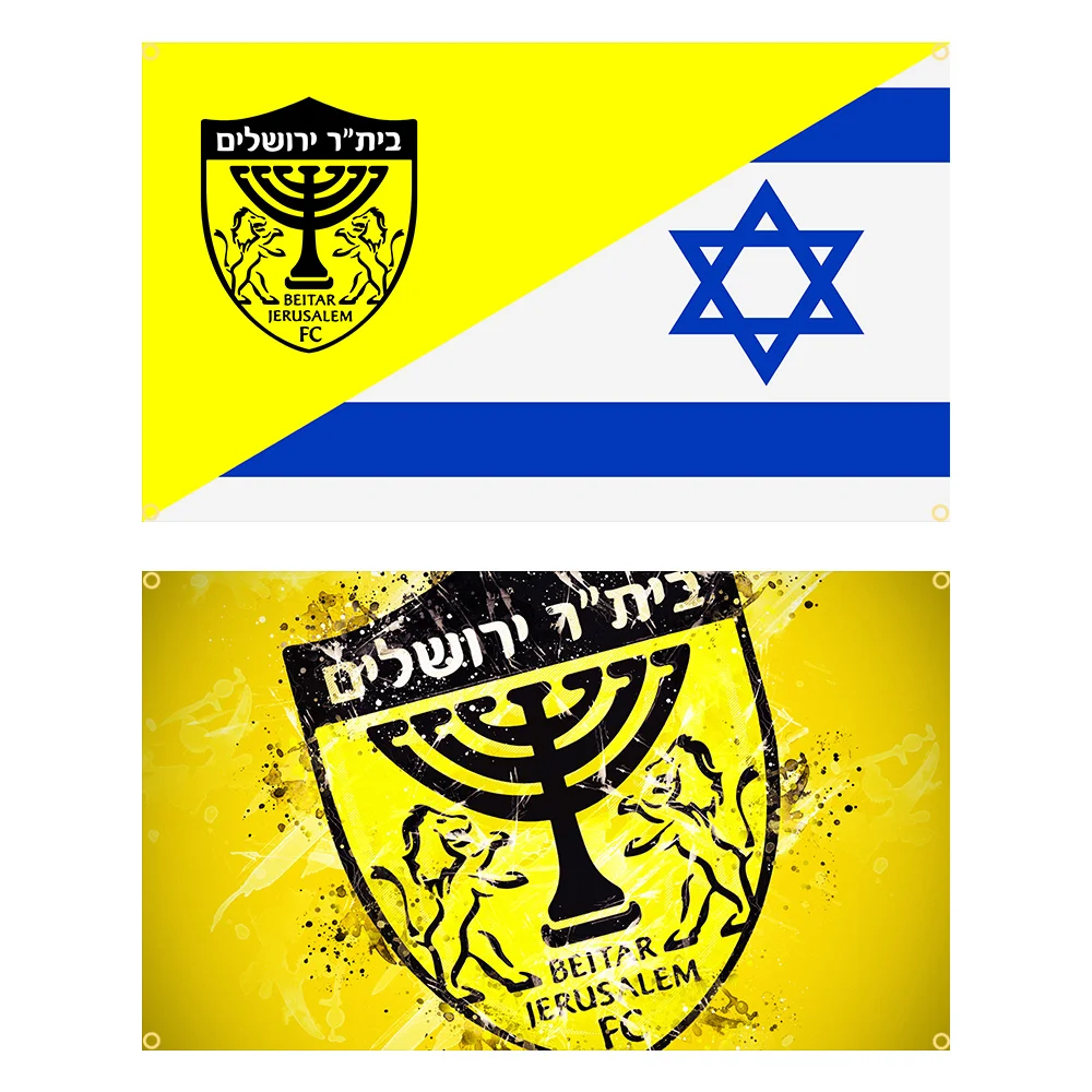 90X150Cm Half Fc Beitar Gerusalemme Half Israel Flag Poliestere Stampato Gioco Di Calcio Home Outdoor Banner Per La Decorazione