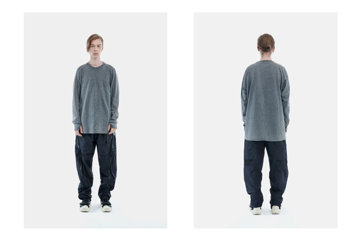 Reindee Lusion 21aw  Split hem base longsleeve shirt dyed cotton secured pocket techwear ninjawear