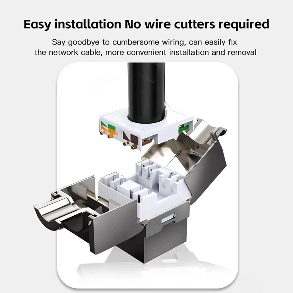 RJ45 키스톤 잭 STP 차폐형 키스톤 RJ45 모듈 플러그 소켓 Cat7 CAT6A 아연 합금 RJ45 커넥터 커플러 어댑터