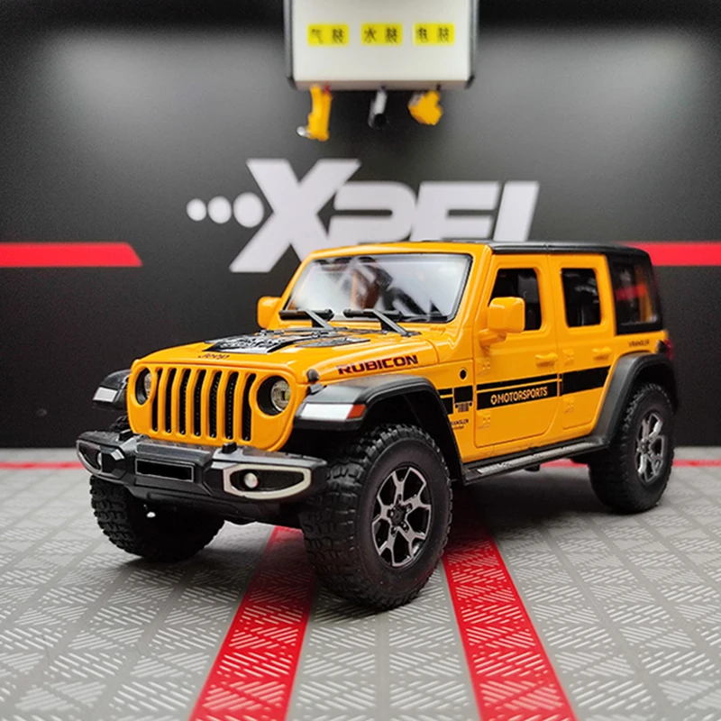 1/22 Alloy Wrangler Pickup Off-road Model Car Simulation Sound Light Diecast Metal Collection For Boy Gift Toy Vehicle