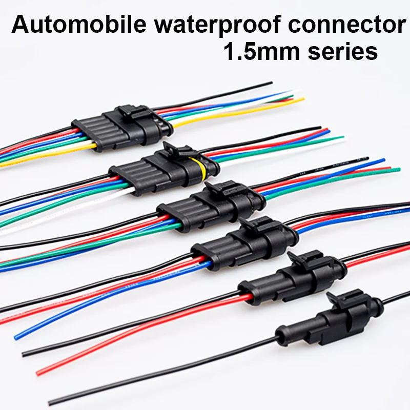 

1set 1P 2P 3P 4P 5P 6P 1.5mm Waterproof Electrical Auto Connector Male Female Plug With Wire Cable Harness For Car Motorcycle