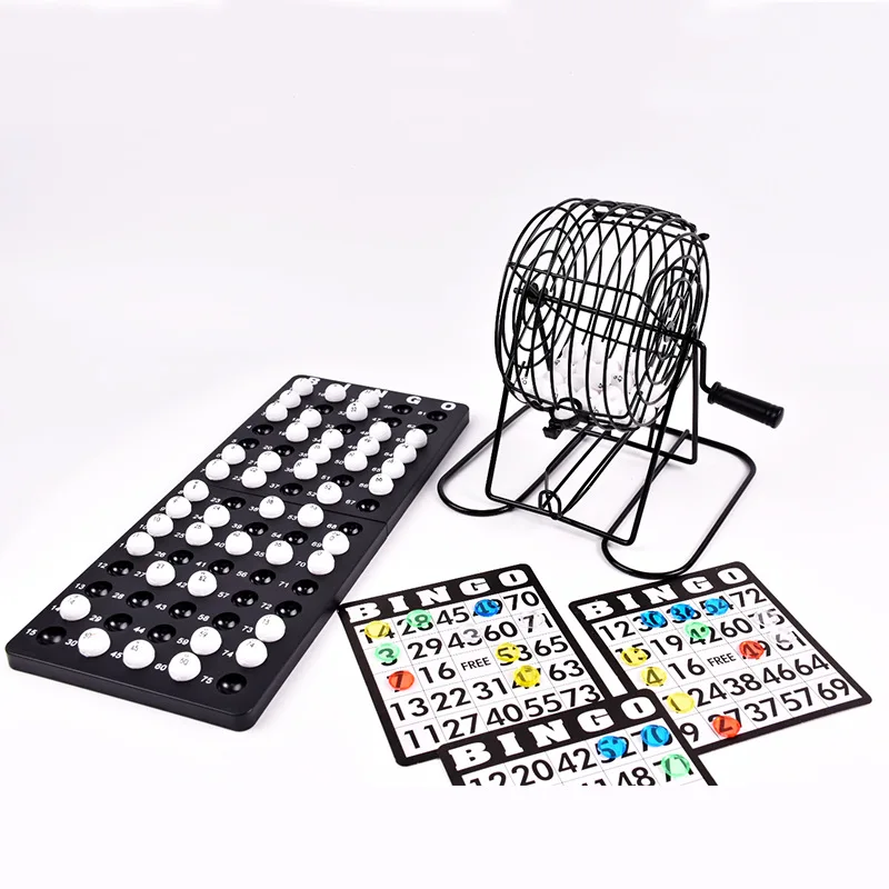 75 Ball Lottery Machine Bingo Set bingo game set Manual Lottery Machine Steel Bingo Game Cage Set Party Group Board Game Drinking