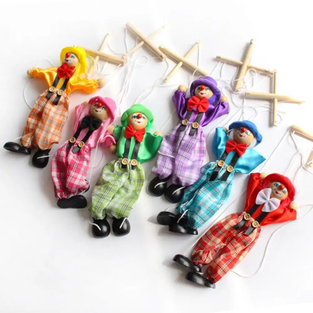 Children Puppet Toy Wooden Marionette Clown Puppet Toy for Kids Hand Pirate Puppetry Doll with Pull Rope Birthday for Boys, miniature figurines