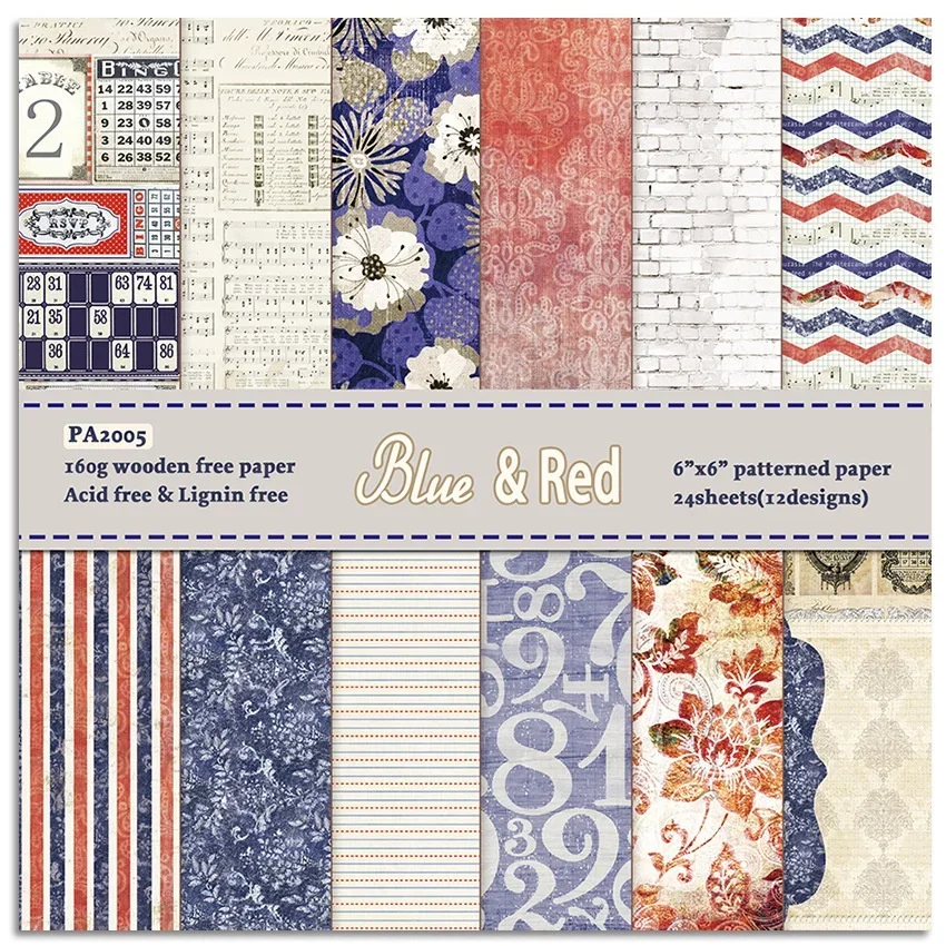 Blue&Red Craft Paper Pads Cutting Dies Art Background Origami Scrapbooking Card Making - 4