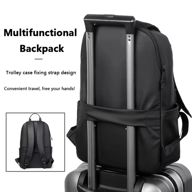 New Fashion Men PU Leather Backpack Black School Bags for Teenager 15.6 Inch Laptop Backpacks Mochila Masculina High Quality 5