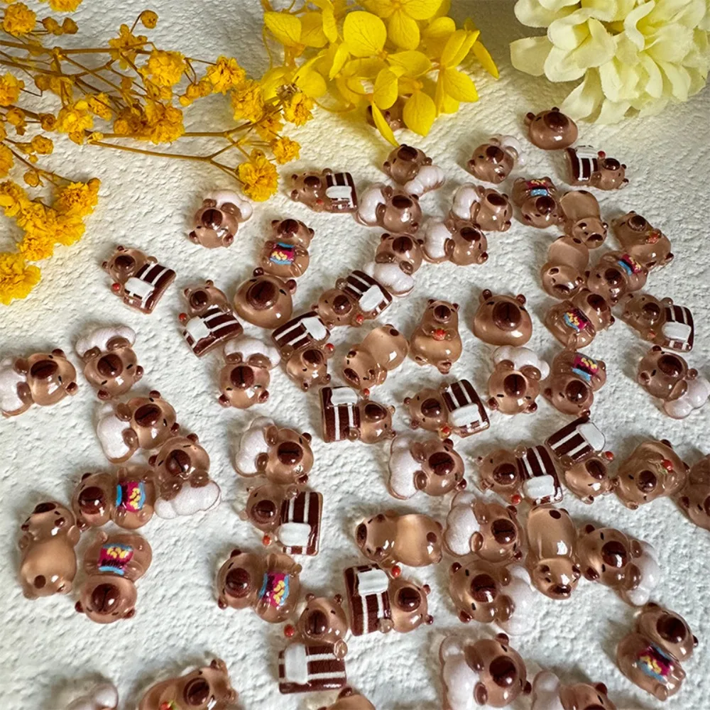50Pcs Cute Resin Nail Art Ornaments Capybara 3D Nail Resin Drill Ornaments Cartoon Accessories Capybara Cartoon New