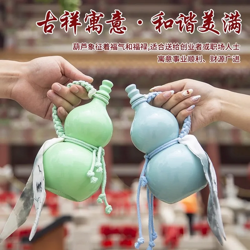 Retro Enamel Gourd Bottle 500ml, Airtight Sealed Lid for Wine/Liquor/Water/Vinegar, Tea Pot Beverage Dispenser, Vintage Home Bar