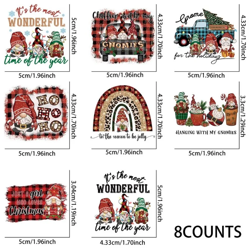 3D Christmas UV DTF Cup Stickers 8pcs Waterproof Sticker Pack for Decorating Mugs DIY Art Supplies Home Decoration 3d stickers