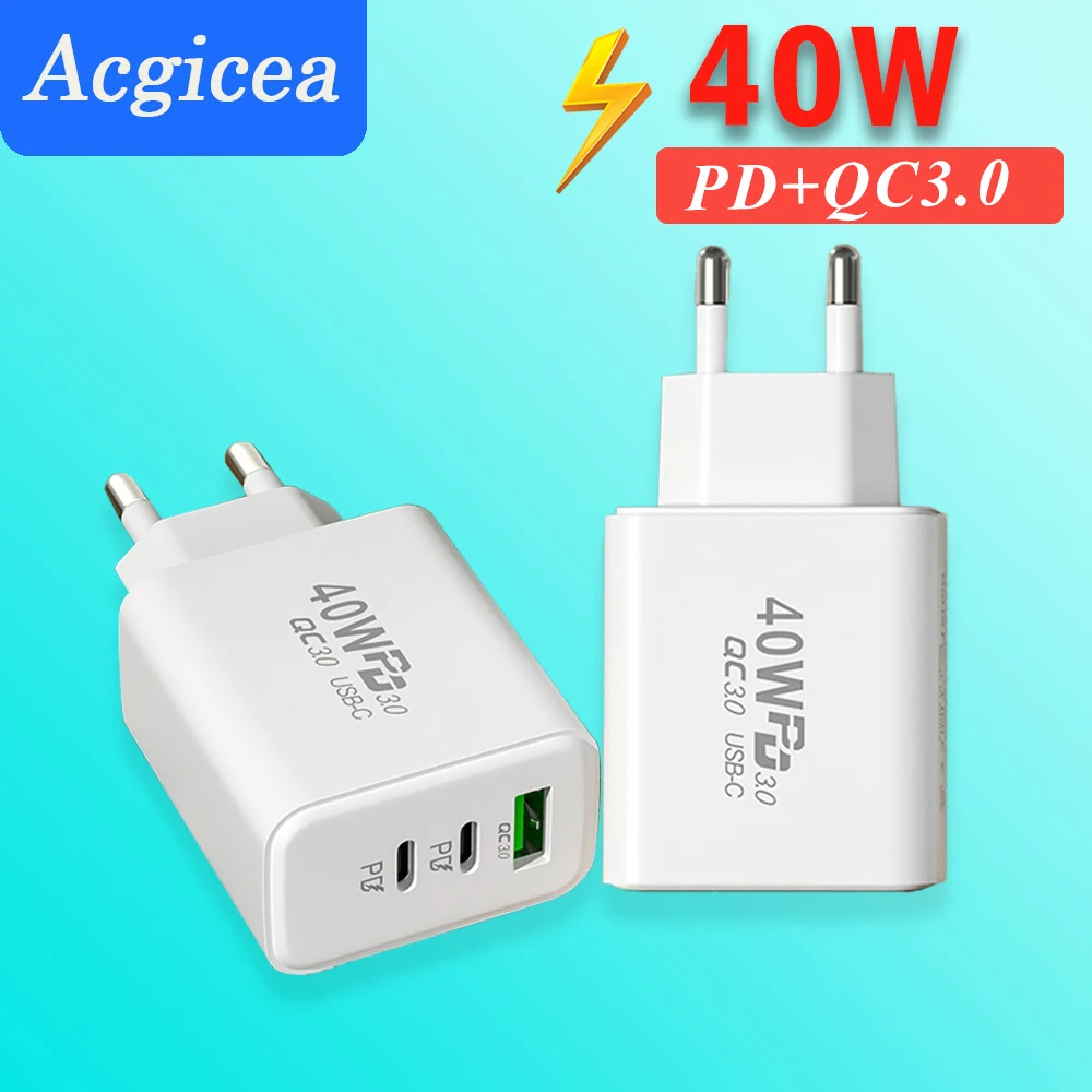 Mobile Phone Charger PD USB Fast Charging 40W Type C Smartphone