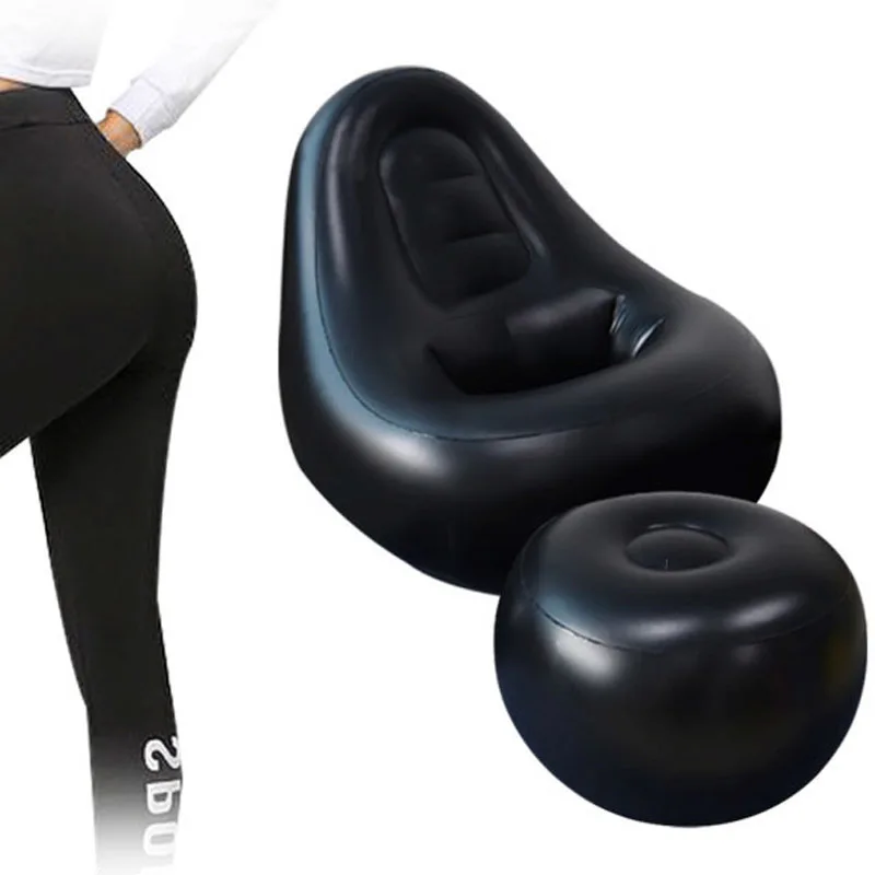 

BBL Inflatable Sofa Lounge Hip Lift Bbl Recovery Chair Lounger With Hole Plus Ottoman Black Sitting Sleeping Relaxation