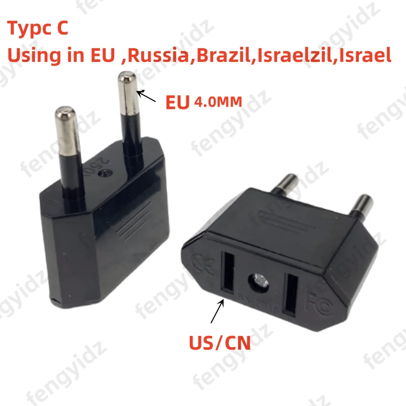 Universal American to European Travel Power Adapter - US to EU Plug Converter