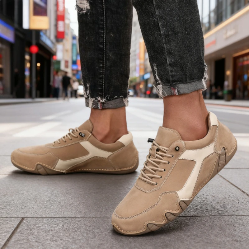 Ankle Boots for Men Spring Autumn Causal Non Slip Flat Loafers Fashion High Quality British Chelsea Men Handmade Leather Shoes