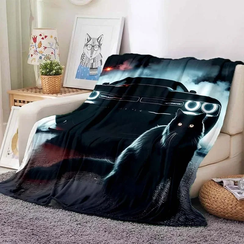 Famous Racing Car SRT Hellcat Demon Dodge Challenger Blanket Home Bedroom Sofa Casual Flannel Shawl Blanket Adult Soft Bed Sheet 4