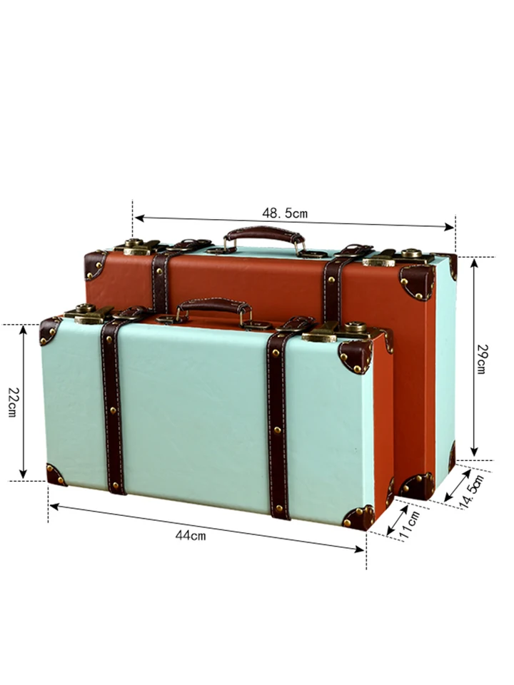 Color Blocking Storage Box,Vintage Leather Suitcase Showcase
