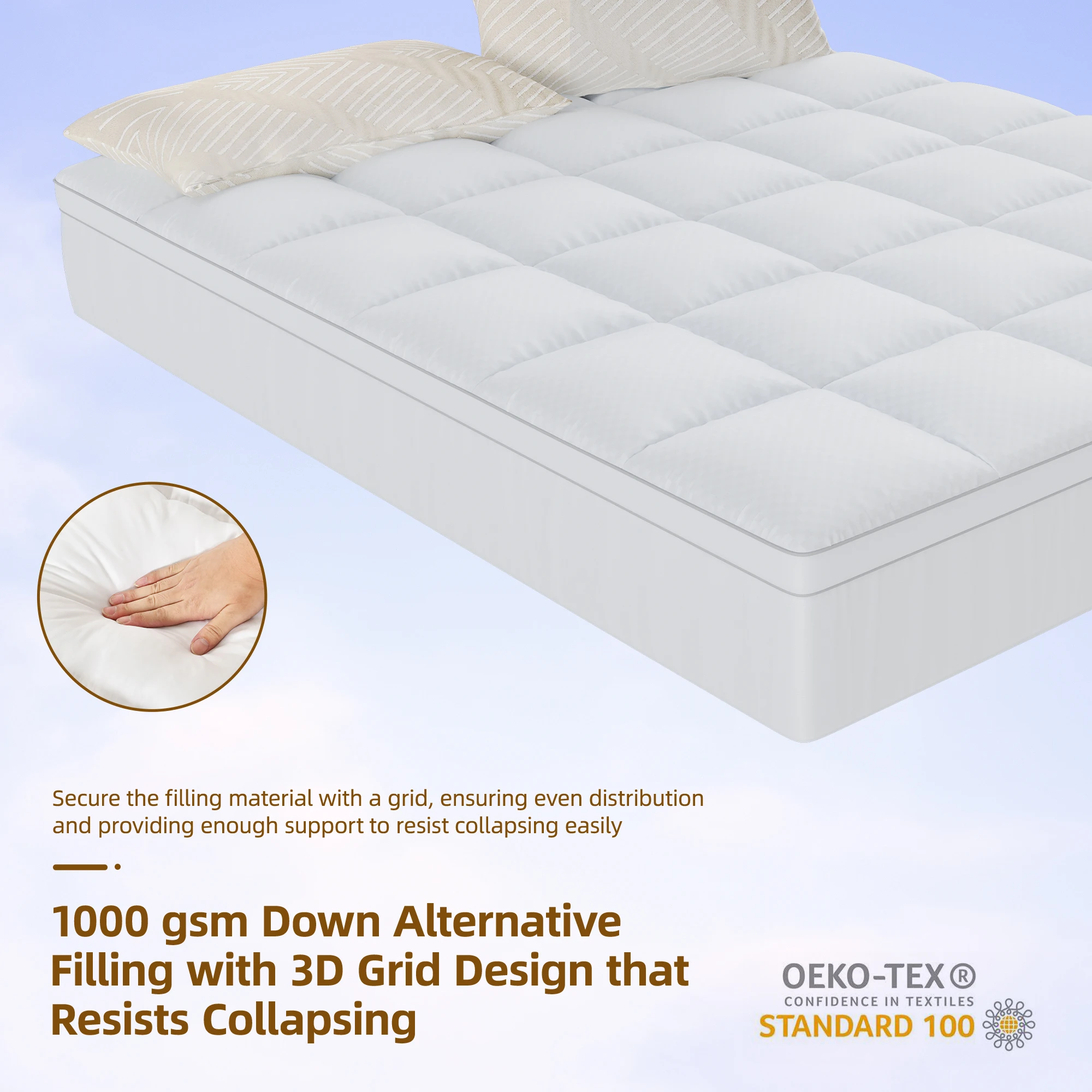 Thick Mattress Pad Quilted Mattress Topper Cover Soft Anti-slip bottom Twin Full Queen King Size
