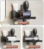 Hair Dryer Holder No Drill Wall Mount Self-Adhesive With Plug Holder Storage Organizer For Bathroom Hotel Barbershop 2