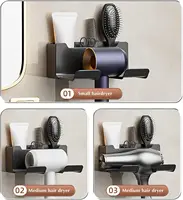 Hair Dryer Holder No Drill Wall Mount Self-Adhesive With Plug Holder Storage Organizer For Bathroom Hotel Barbershop 2