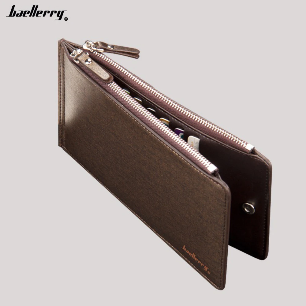 Baellerry Durable Men's Long Wallet Zipper Closure 15+ Card Slots RFID Blocking Business Gift