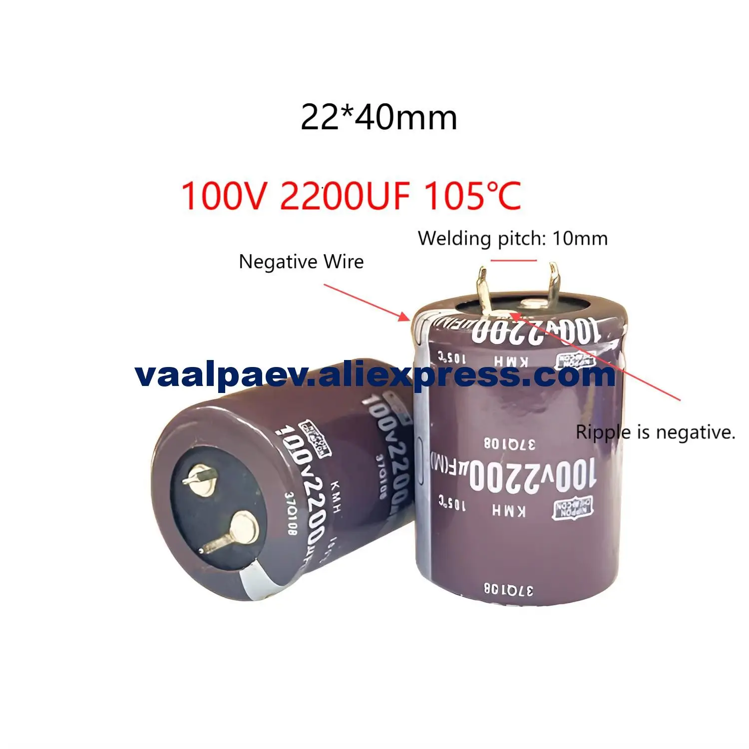 10pcs 100V2200UF High Power Capacitor for Audio Amplifier Welder Inverter High Frequency Low Resistance KMG Series 105C