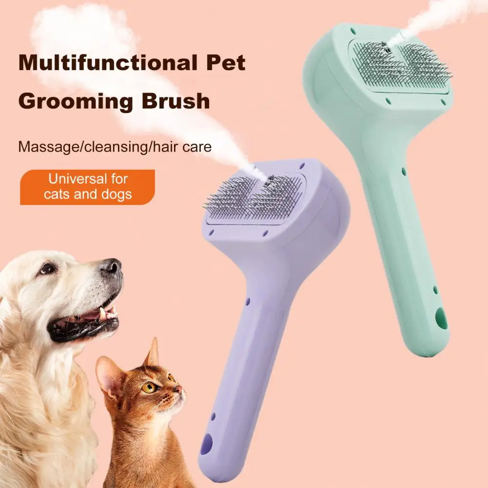 One-click Hair Removal Tool Anti-static Pet Comb Self-cleaning Cat Spray Brush for Shedding Grooming Pet Hair Removal for Cats