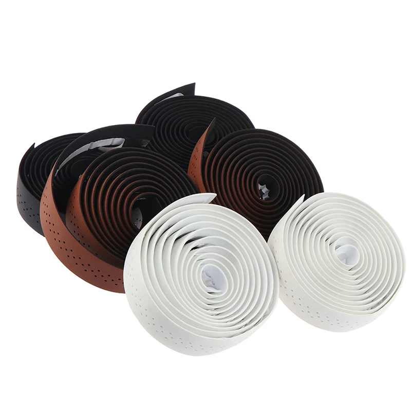 Bicycle Handlebar Tape Road Bike PU Leather Perforated Belt Breathable Soft Bike Handlebar Tape Bicycle Handlebar Strap