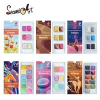 Seamiart 6/12 Watercolor Paint Set Metallic Glitter For Artists School Stationery Graffiti Tool Solid Pigment Art Supplies 1