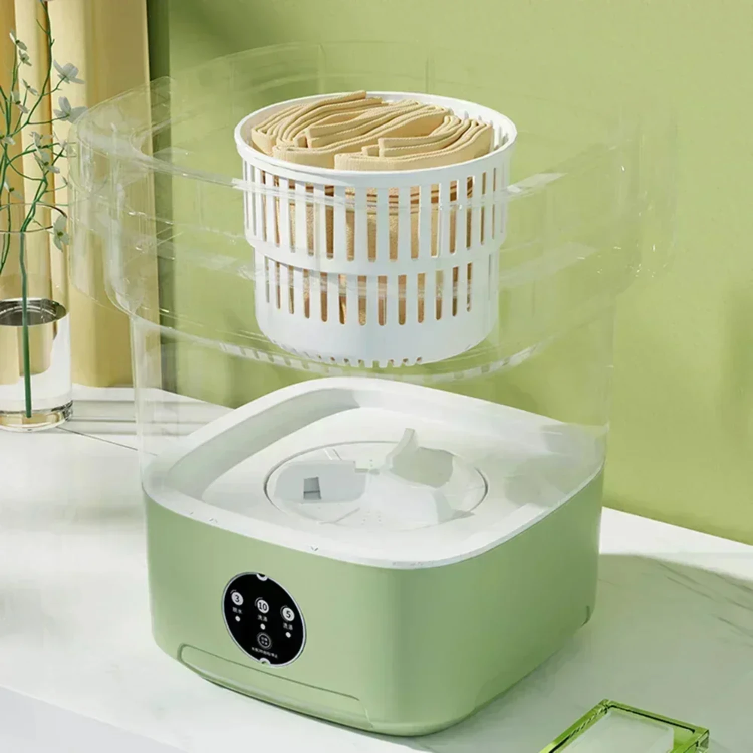 6L 11L 13L Portable Mini Washing Machine Large Capacity Clothes Spin Dryer Bucket Travel Underwear Ultrasonic Folding Washer 3