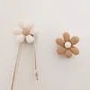 INS Flower Wall Hook Wooden Sticky Hooks Towel Coats Storage Holder Nordic Kids Room Decoration Minimalist Wardrobe Door Decor 1