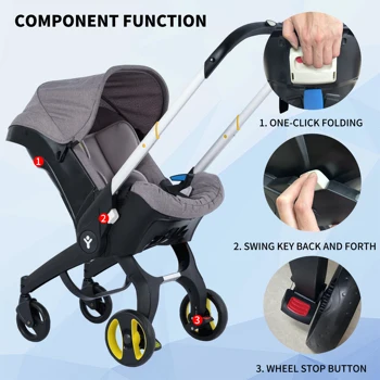 Foldable baby stroller, metal frame, adjustable handle direction, with sunshade, very suitable for outdoor shopping 4