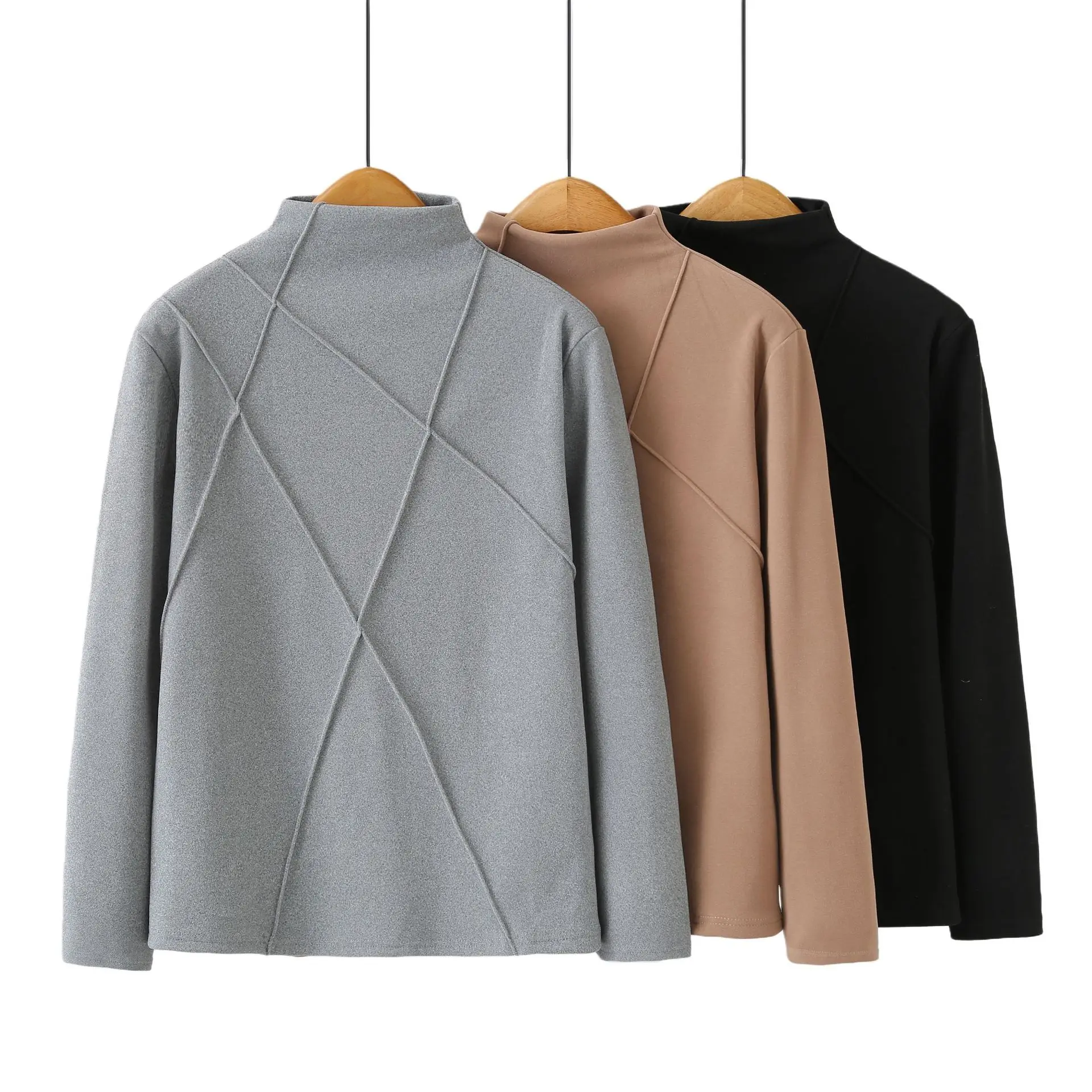 XXXXL Fashion Plus Size Women's T-Shirt New Autumn And Winter Style Double Sided DE Velvet Warm Base Inner Tops 777