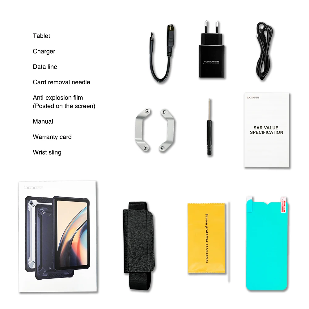 DOOGEE R10 견고한 태블릿, 헬리오 G99 옥타 코어, 20MP 카메라 쿼드 스피커, 고해상도 10800mAh, 15GB, 128GB