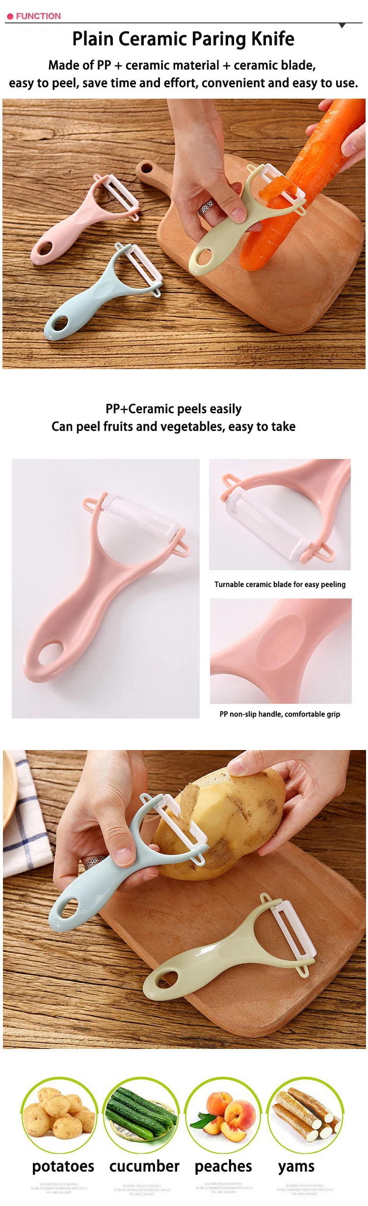Description Picture 2 of itemCeramic Fruit Peeler Kitchen Multi-Function Planer Household Potato Peele Cucumber Carrot Grater