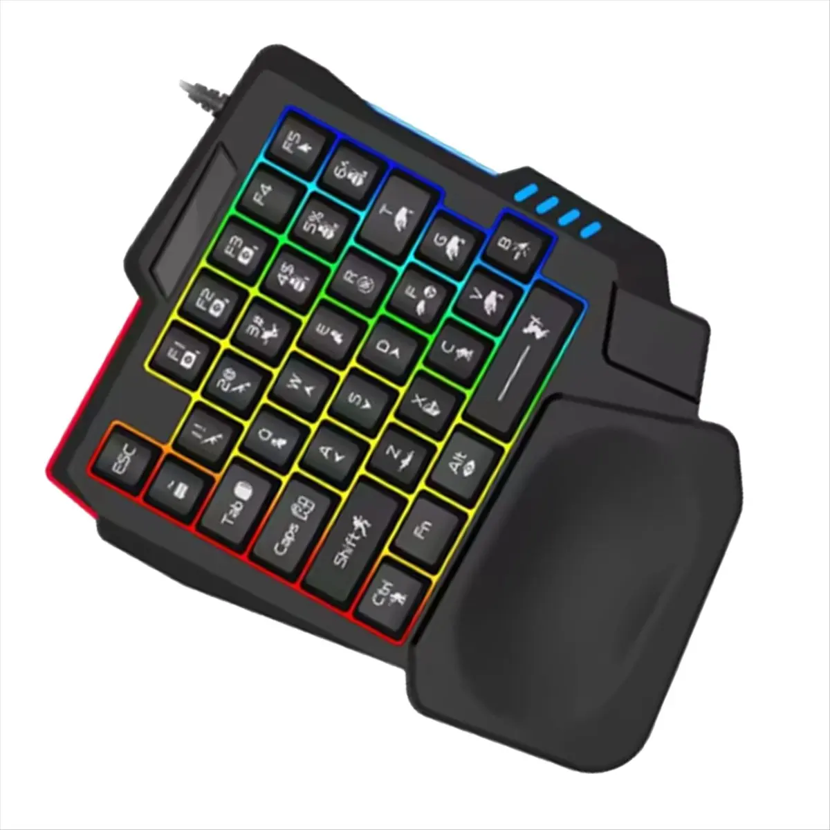 T96C 인체공학적 게이밍 키보드 싱글 핸드 USB 유선 35키 한 손으로 사용하는 RGB 백라이트 미니 키보드