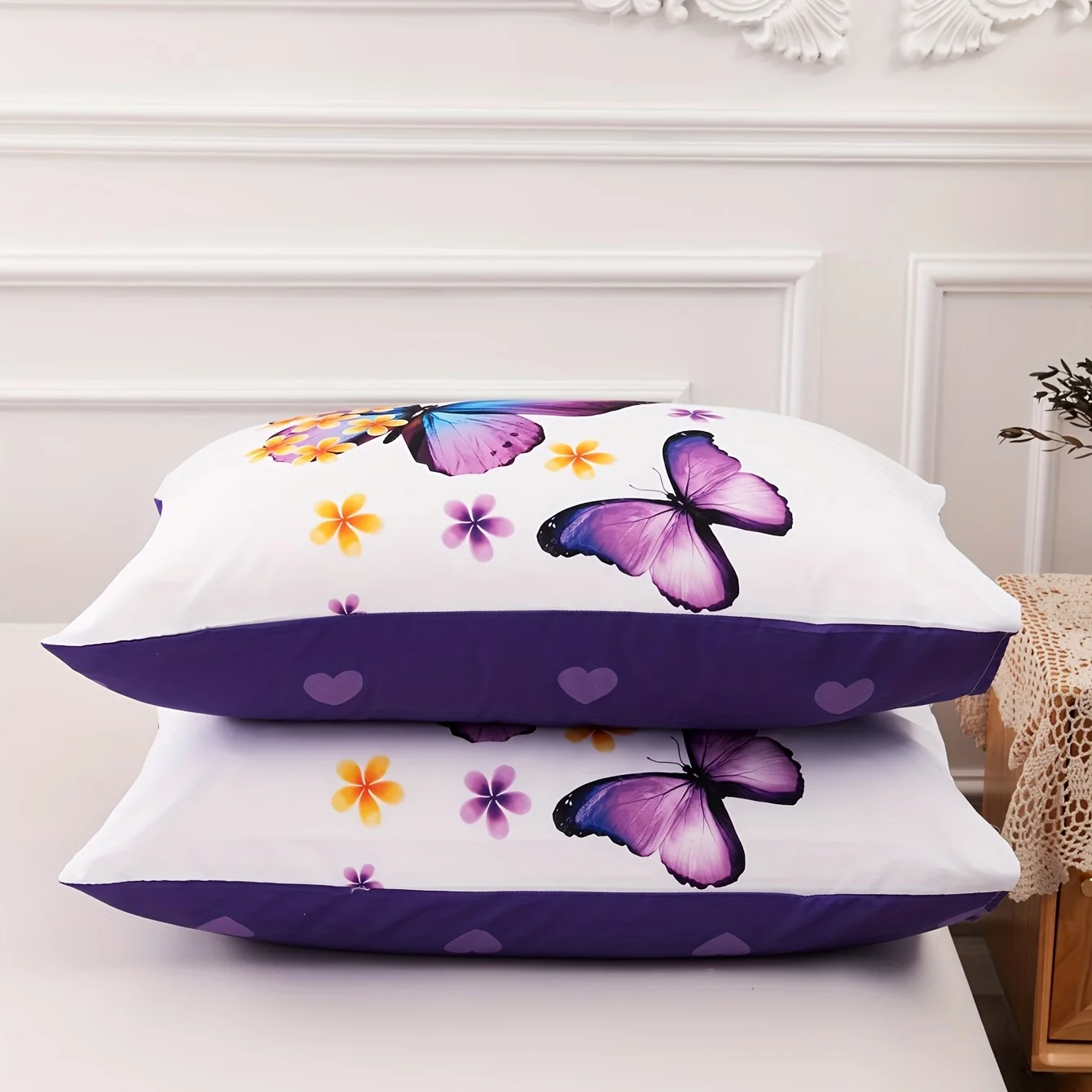 3pcs Duvet Cover Set, Fashion Color Butterfly Double Print Bedding Set, Soft Comfortable Duvet Cover, For Bedroom, Guest Room