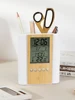 Clock Pen Holder Date Time Display Temperature Detection Ornaments Desktop Storage Decorative Perpetual Calendar Pen Holder 6