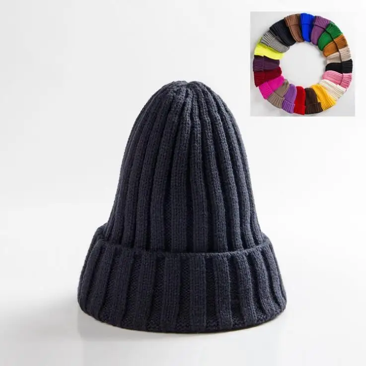 Unisex Hat Cotton Blends Solid Warm Soft HIP HOP Knitted Hats Men Winter Caps Women's Skullies Beanies For Girl Wholesale шляпа 6