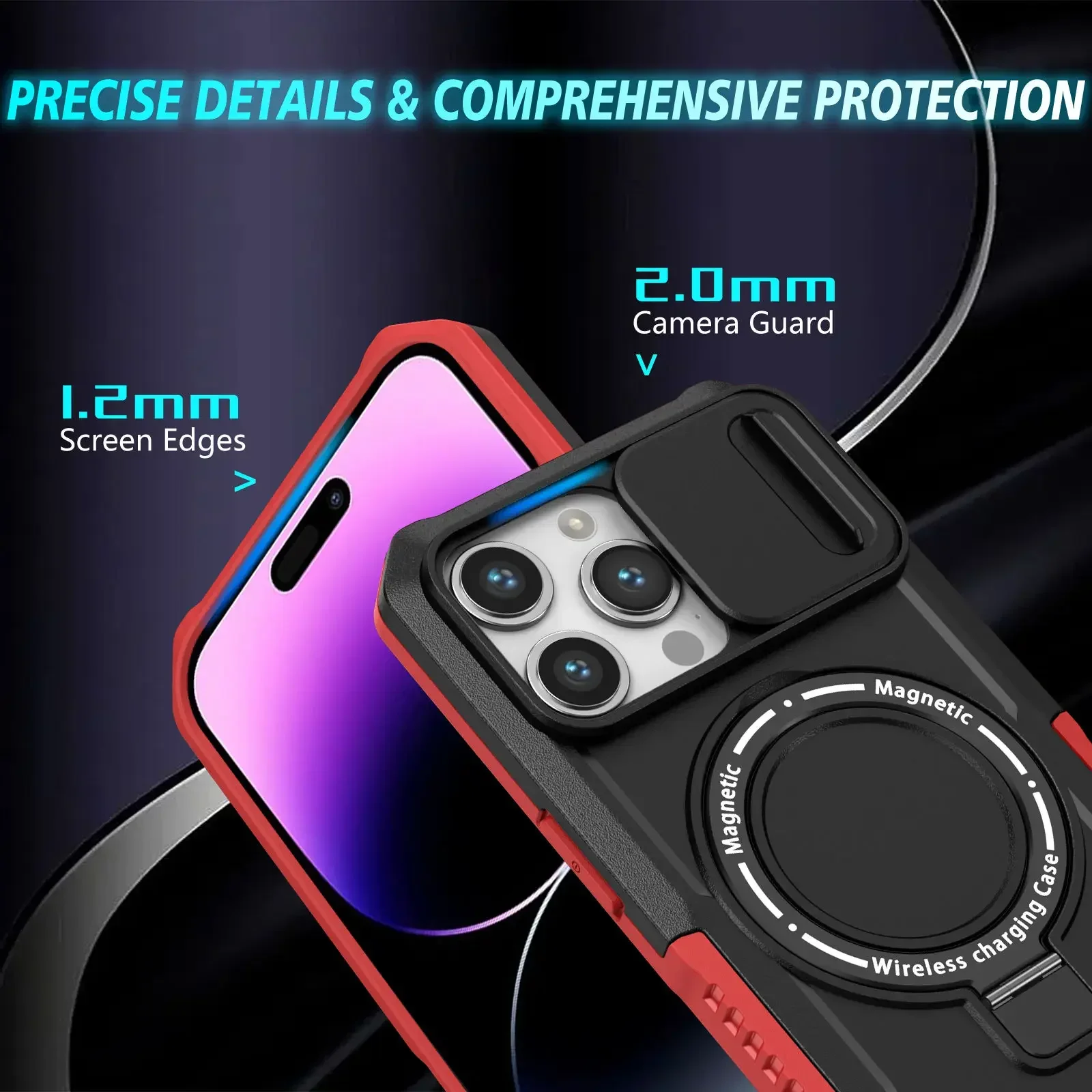 Étui hybride robuste avec support Aromor Magsafe pour iPhone 16 15 14 Pro Max Plus, support Otter Case Box Bracket, coque magnétique_voghion.com