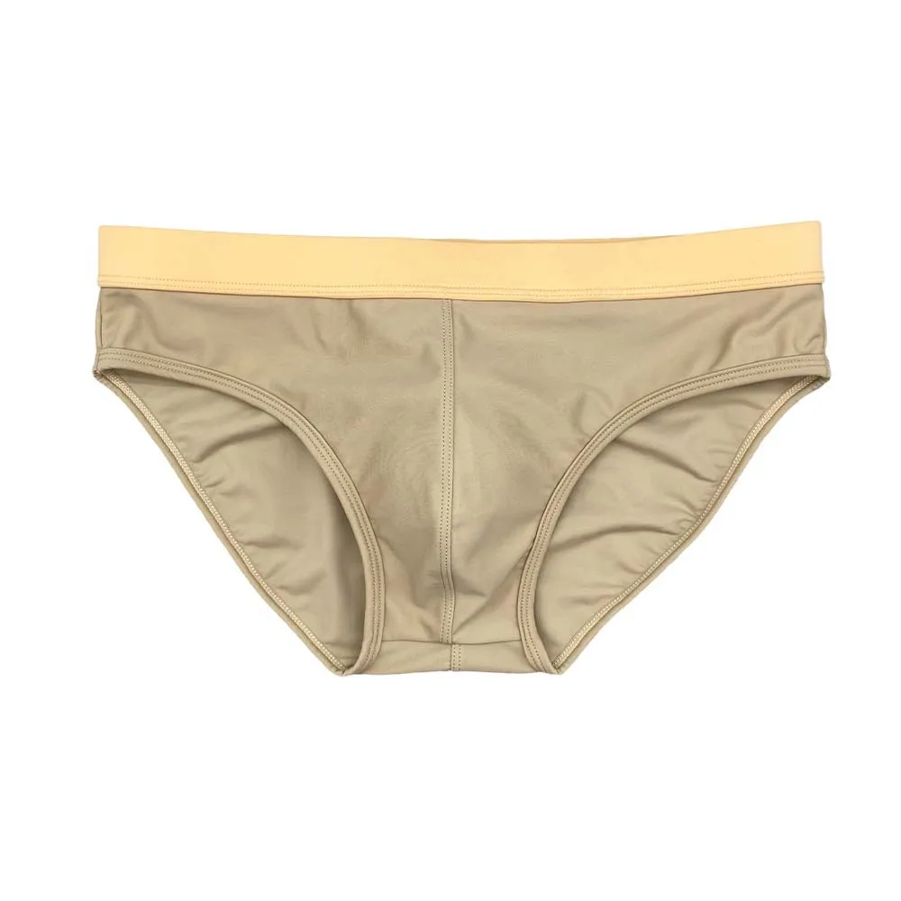 Men Mesh Stitching Solid Color Swimming Briefs Summer Fashion Low Waist Sexy Beach Surf Quick Dry With Push Pad Bikinis