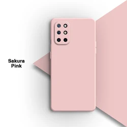 Elegant Soft Silicone Square Bumper Phone Case - Solid Color Protective Cover for OnePlus 8T (Sakura Pink)
