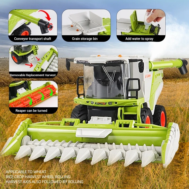 1: 24 6608 Rc Remote Control Spray Harvester Tractor Engineering Vehicle Light Sound Effect Children Toy Car Model Birthday Gift 2