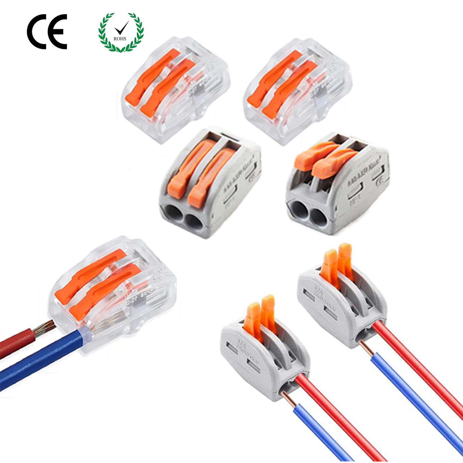 25/35pcs Quick Connect Wire Connectors Lever Wire Nuts & Transparent